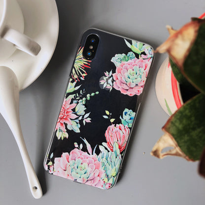 Cute Phone Cases For iPhone X 10 7 8 6 6s 7Plus 8Plus 6plus 6splus Green Plants Fatty Succulents Cactus Back Cover Shell Capa