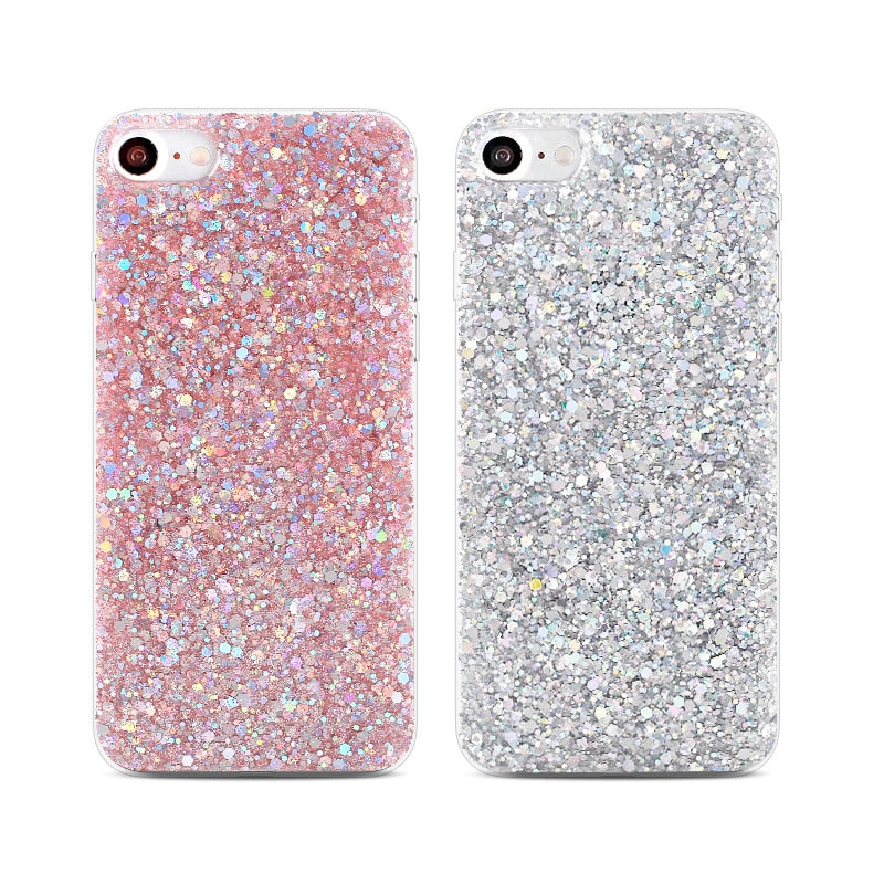 Silicone Bling Powder Soft Case For iPhone 5 5S 7 6 8 Plus X Shinning Glitter Phone Cover for iPhone XR XS Max Cases Shell