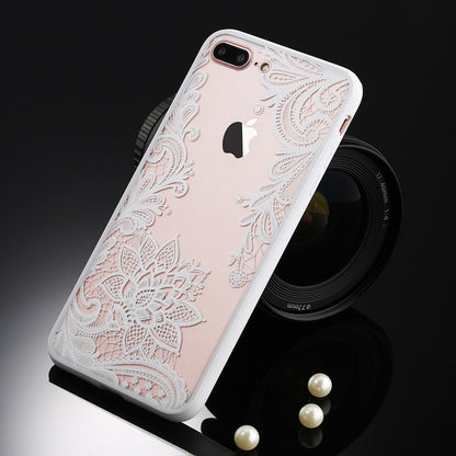 Floral Phone Case For Apple iPhone 7 8 6 6s 5 5s SE Plus Lace Flower Hard PC Cases Back Cover For iPhone X XR XS Max