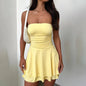 Y2K Tube-Top Short Dress Summer Sexy Pleated Tight Dresses for Womens Clothing