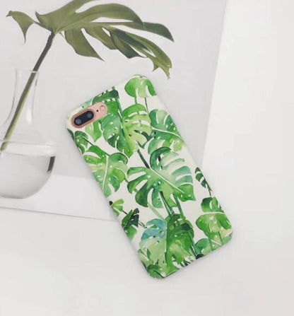 Hard PC Marble Case for iphone XS Max XR X 10 Fashion Green Leaves Full Cover Matte Phone Cases for iphone 7 7plus 6s 6 8 plus