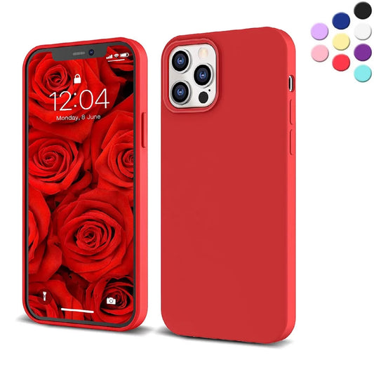 Silicone Case for Iphone 12 Pro Max -{Shock-Absorbent- Raised Edge Protection- Compatible with Iphone 12 Pro Max (6.7 Inch} Red Color