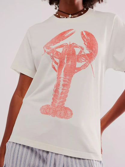 Lobster Round Neck Short Sleeve T-Shirt