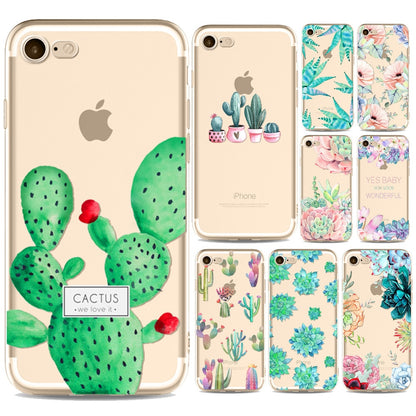 Cute Phone Cases For iPhone X 10 7 8 6 6s 7Plus 8Plus 6plus 6splus Green Plants Fatty Succulents Cactus Back Cover Shell Capa