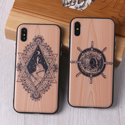 Imitative Wood Cover For 6 7 7Plus 8 8Plus X XS Max 3D Relief Elephone Vintage Style Phone Cases Cover Capa Fundas