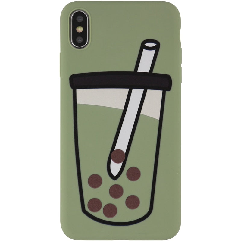 Cute Bubble tea Matte phone case for iphone XR XS Max Cases For iPhone X 6 6S 7 8 Plus Soft TPU silicon Funny back cover