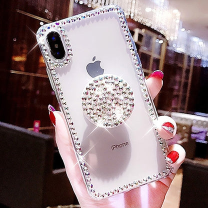 Clear Phone Case For iphone X 8 7 6 6S Plus XR XS MAX Thin Slim Transparent Diamond Stander Holder Cases For iPhone XS MAX