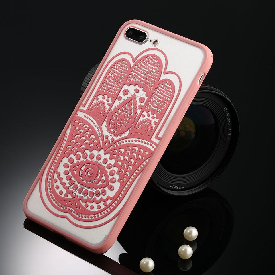 Floral Phone Case For Apple iPhone 7 8 6 6s 5 5s SE Plus Lace Flower Hard PC Cases Back Cover For iPhone X XR XS Max