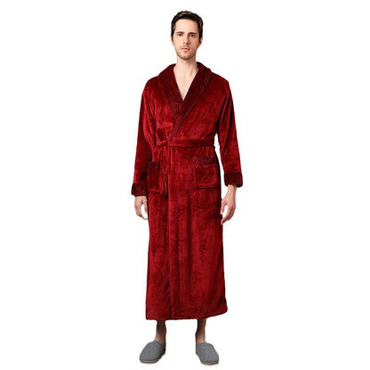 Women's double-sided thick couple bathrobe long autumn and winter coral fleece men's ankle length winter nightgown robe