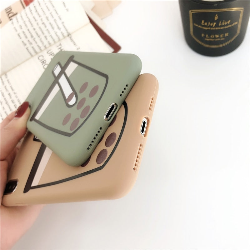 Cute Bubble tea Matte phone case for iphone XR XS Max Cases For iPhone X 6 6S 7 8 Plus Soft TPU silicon Funny back cover