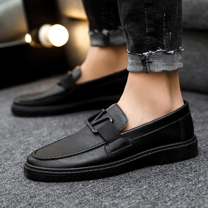 British style summer men's shoes versatile men's casual shoes business formal black leather shoes work trendy shoes