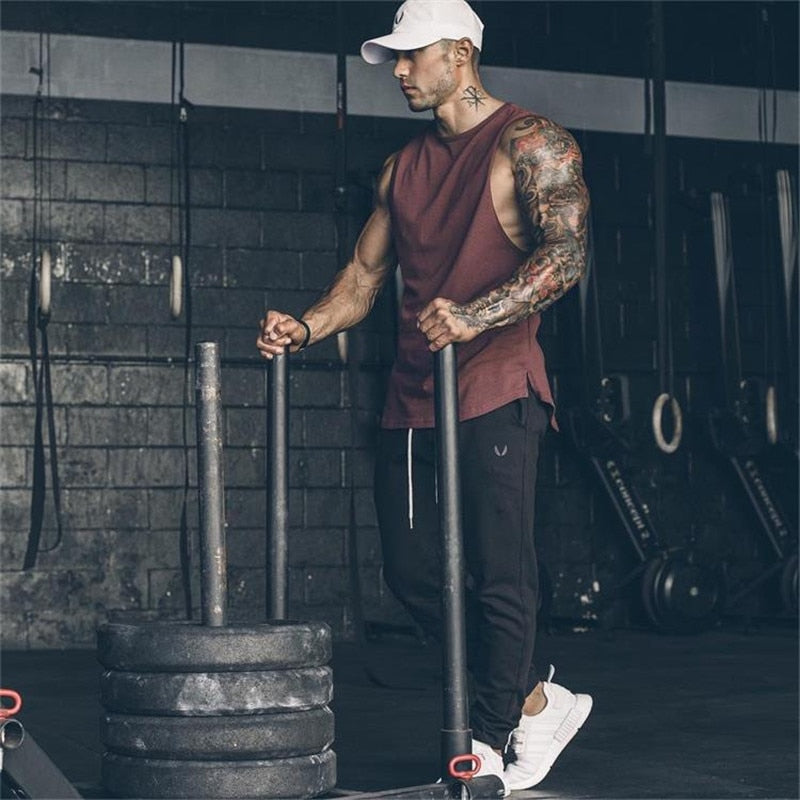 Summer Newest Brand Mens Curved Hem Patchwork Gyms Stringers Vest Bodybuilding Clothing Fitness Man Tanks Tops