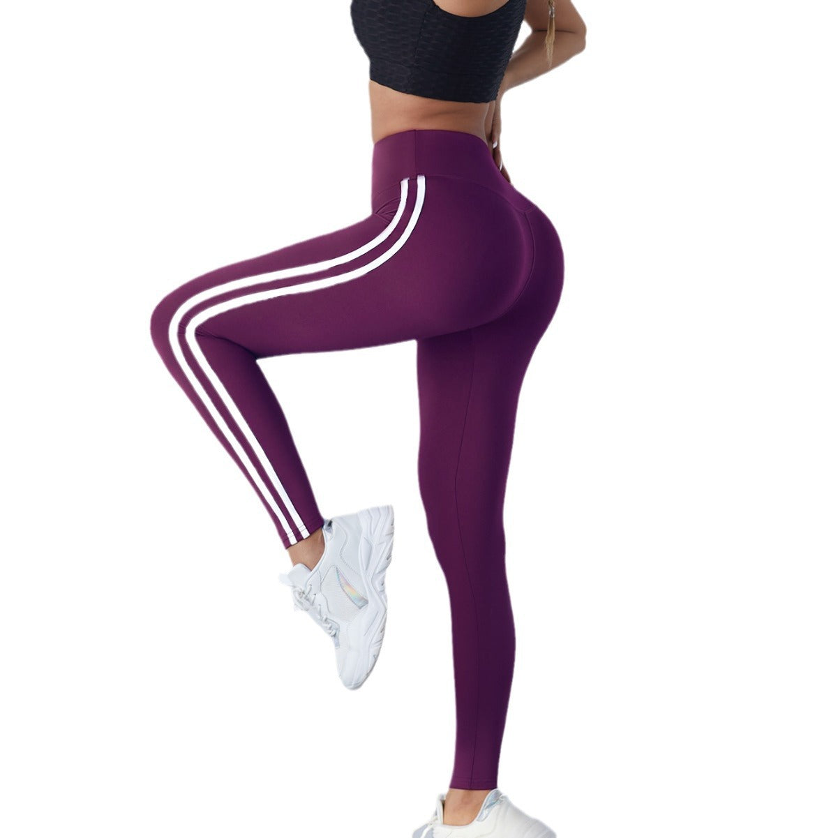 Yoga leggings, women's high waisted and hip lifting, spring and summer slim fit, tight fitting and waist hugging fitness pants for outdoor wear