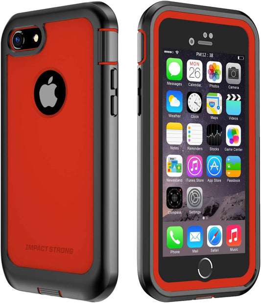 for Iphone 7/8 Case, Ultra Protective Case with Built-In Clear Screen Protector Full Body Cover (Red)