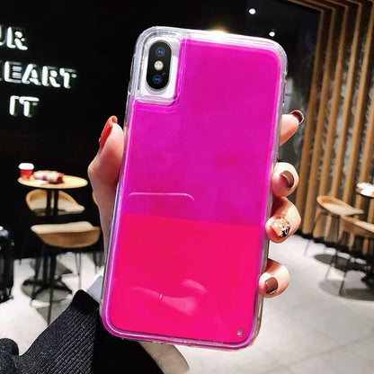 New Fashion Noctilucent Dynamic Liquid Quicksand For iPhone 6 6S 7 8 Plus X XR XS Max Phone Cases Trend Luminous Case