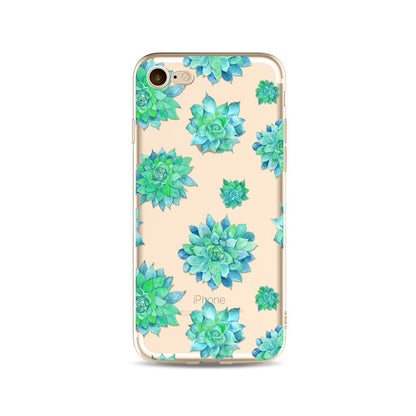 Cute Phone Cases For iPhone X 10 7 8 6 6s 7Plus 8Plus 6plus 6splus Green Plants Fatty Succulents Cactus Back Cover Shell Capa