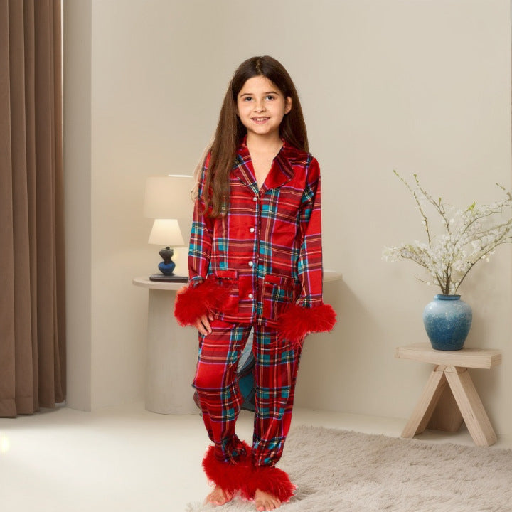 Parent child outfit European and American Christmas pajamas set printed home clothes for women