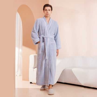 Couple's sleepwear women's autumn and winter coral fleece thick warm long flannel nightgown men's bathrobe sleepwear