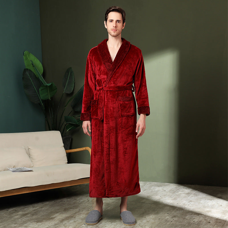 Women's double-sided thick couple bathrobe long autumn and winter coral fleece men's ankle length winter nightgown robe