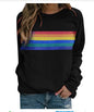 Colorful striped printed round neck pullover long sleeved sweatshirt