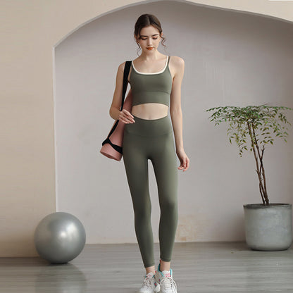 Outdoor sports hip lifting fitness running yoga pants bra two-piece set women's summer sports yoga suit set