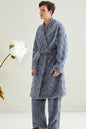 Long couple pajamas in European and American plus size loose coral fleece soft and fluffy home suit set can be worn outside