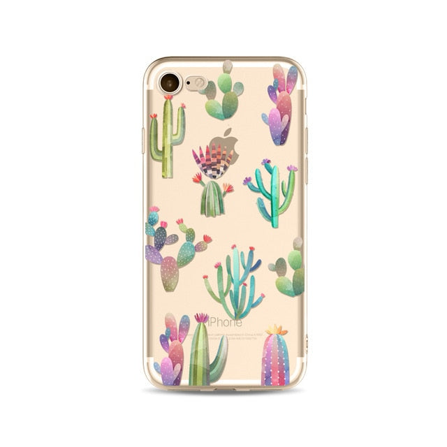 Cute Phone Cases For iPhone X 10 7 8 6 6s 7Plus 8Plus 6plus 6splus Green Plants Fatty Succulents Cactus Back Cover Shell Capa