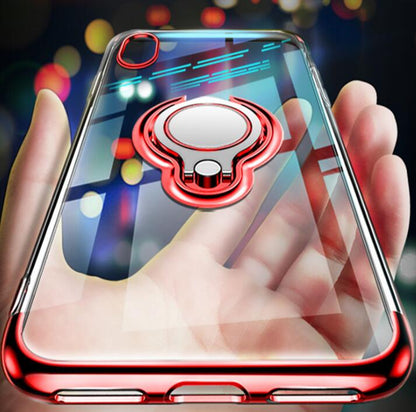 Ultra Thin Transparent Phone Case Magnetic Cases Finger Ring Holder Cover Coque