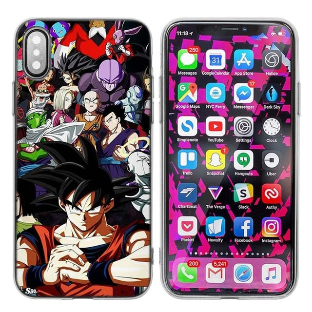 Silicone Case Cover for iPhone XS X Max XR 7 8 6 6s Plus 5 5S SE 5C 7Plus 7+ Phone Cases Coque Dragon Ball Z Anime Goku Cartoon