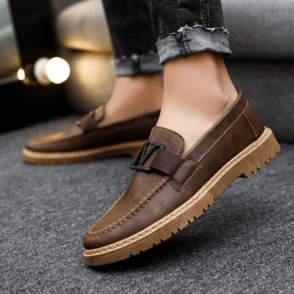 British style summer men's shoes versatile men's casual shoes business formal black leather shoes work trendy shoes