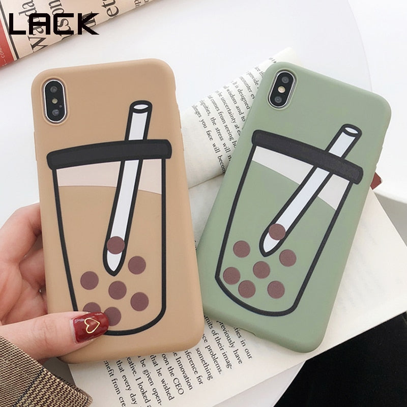 Cute Bubble tea Matte phone case for iphone XR XS Max Cases For iPhone X 6 6S 7 8 Plus Soft TPU silicon Funny back cover