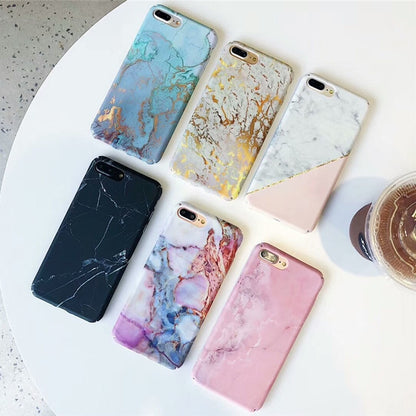 Hard PC Marble Case for iphone XS Max XR X 10 Fashion Green Leaves Full Cover Matte Phone Cases for iphone 7 7plus 6s 6 8 plus