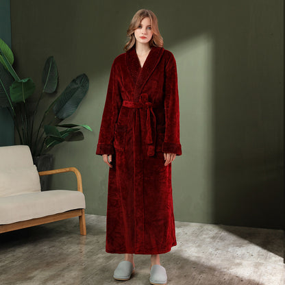 Women's double-sided thick couple bathrobe long autumn and winter coral fleece men's ankle length winter nightgown robe