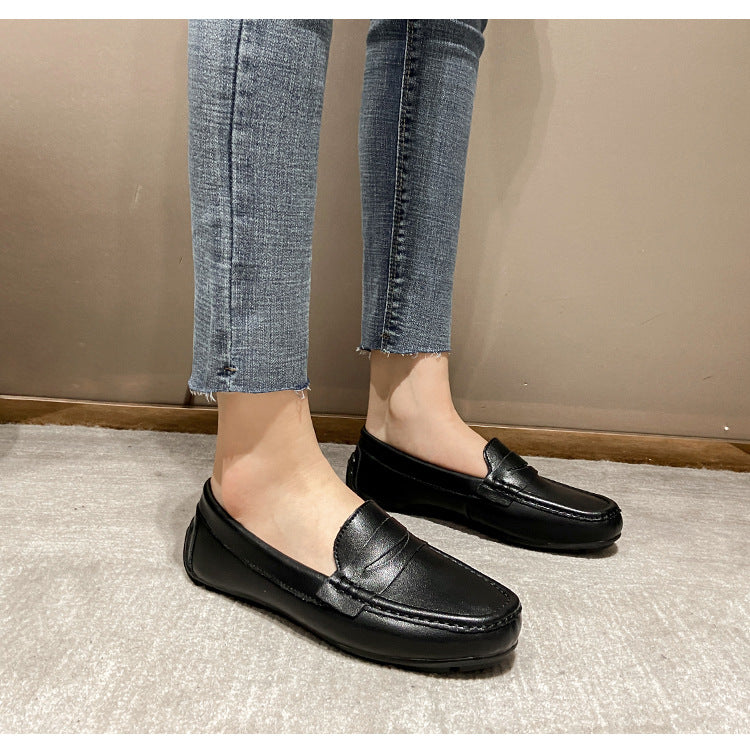 Flat bottomed bean shoes, casual shoes, fashionable lazy people, women's shoes with one foot, round toe women's singles shoes