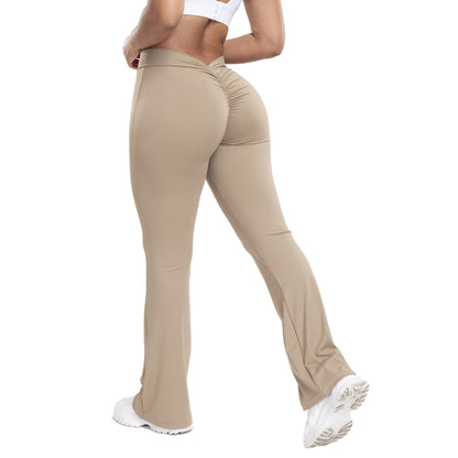 Peach trumpet pants for women, yoga high waisted and hip lifting tight pants, wide leg fitness pants for women