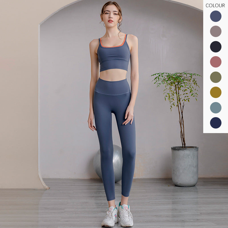 Outdoor sports hip lifting fitness running yoga pants bra two-piece set women's summer sports yoga suit set