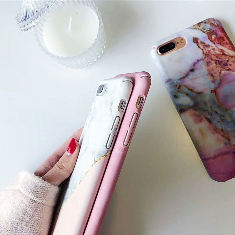 Hard PC Marble Case for iphone XS Max XR X 10 Fashion Green Leaves Full Cover Matte Phone Cases for iphone 7 7plus 6s 6 8 plus