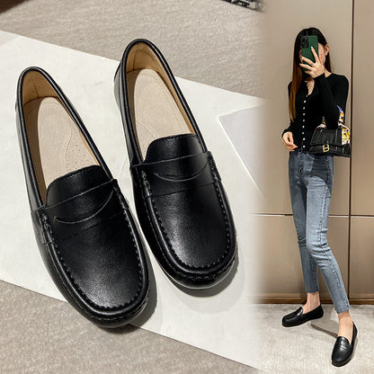 Flat bottomed bean shoes, casual shoes, fashionable lazy people, women's shoes with one foot, round toe women's singles shoes