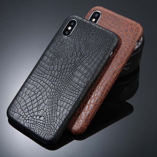 For iPhone 5 5s SE 6 6s 7 8 Plus X Case Crocodile Texture Phone Cases PU Leather Back Cover Coque For iPhone XS XR XS Max