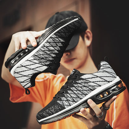 Flying woven air cushion men's shoes trend sports shoes Korean breathable running shoes men's casual shoes