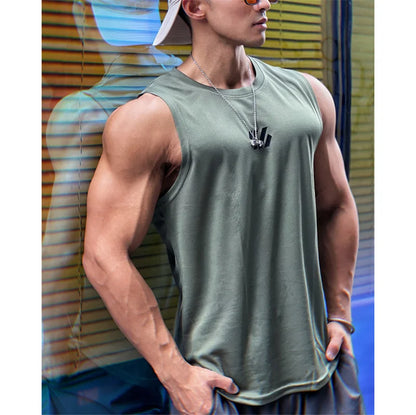 2024 newest Summer Gym Vest High Quality mesh Shirt Sleeveless T-shirts Men Tank Tops running Fitness Sports Vest men Clothing