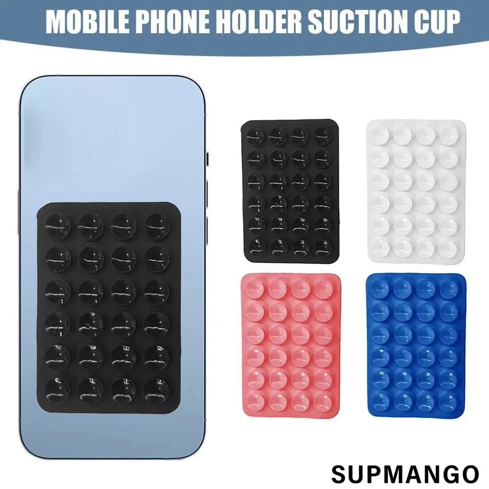 Suction Cup Wall Stand Mat Multifunctional Silicone Leather Square Phone Single-Sided Case Anti-Slip Holder Mount Suction