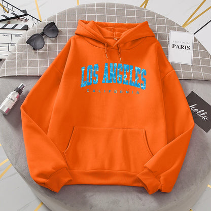 Los Angeles California Sea Surface Ripple Design Women Hoodies Novelty Fashion Hooded Casual All Match Clothes Warm Streetwear