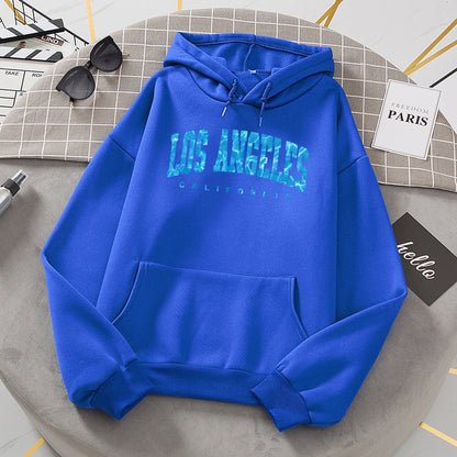 Los Angeles California Sea Surface Ripple Design Women Hoodies Novelty Fashion Hooded Casual All Match Clothes Warm Streetwear