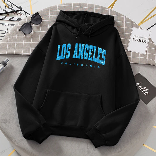 Los Angeles California Sea Surface Ripple Design Women Hoodies Novelty Fashion Hooded Casual All Match Clothes Warm Streetwear