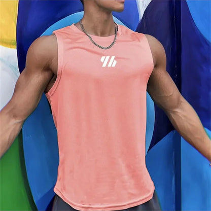 2024 newest Summer Gym Vest High Quality mesh Shirt Sleeveless T-shirts Men Tank Tops running Fitness Sports Vest men Clothing