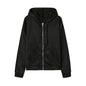 Winter Sweatshirt Hoodie Oversize Fleece Hooded Cardigan Black White Women Clothes Solid Zip Up Hoodies Tops Long Sleeves