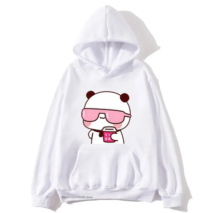 Couple Hoodies Bubu Is Watching Movie With Dudu  Autumn Winter Sweatshirt Cartoon Kawaii Pullover Harajuku Men Women Sudaderas