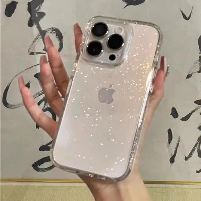 Luxury Bling Glitter Clear Phone Case for iPhone 16 15 14 13 12 11 Pro Max Plus Mini Silicone Soft Transparent Bumper Cover