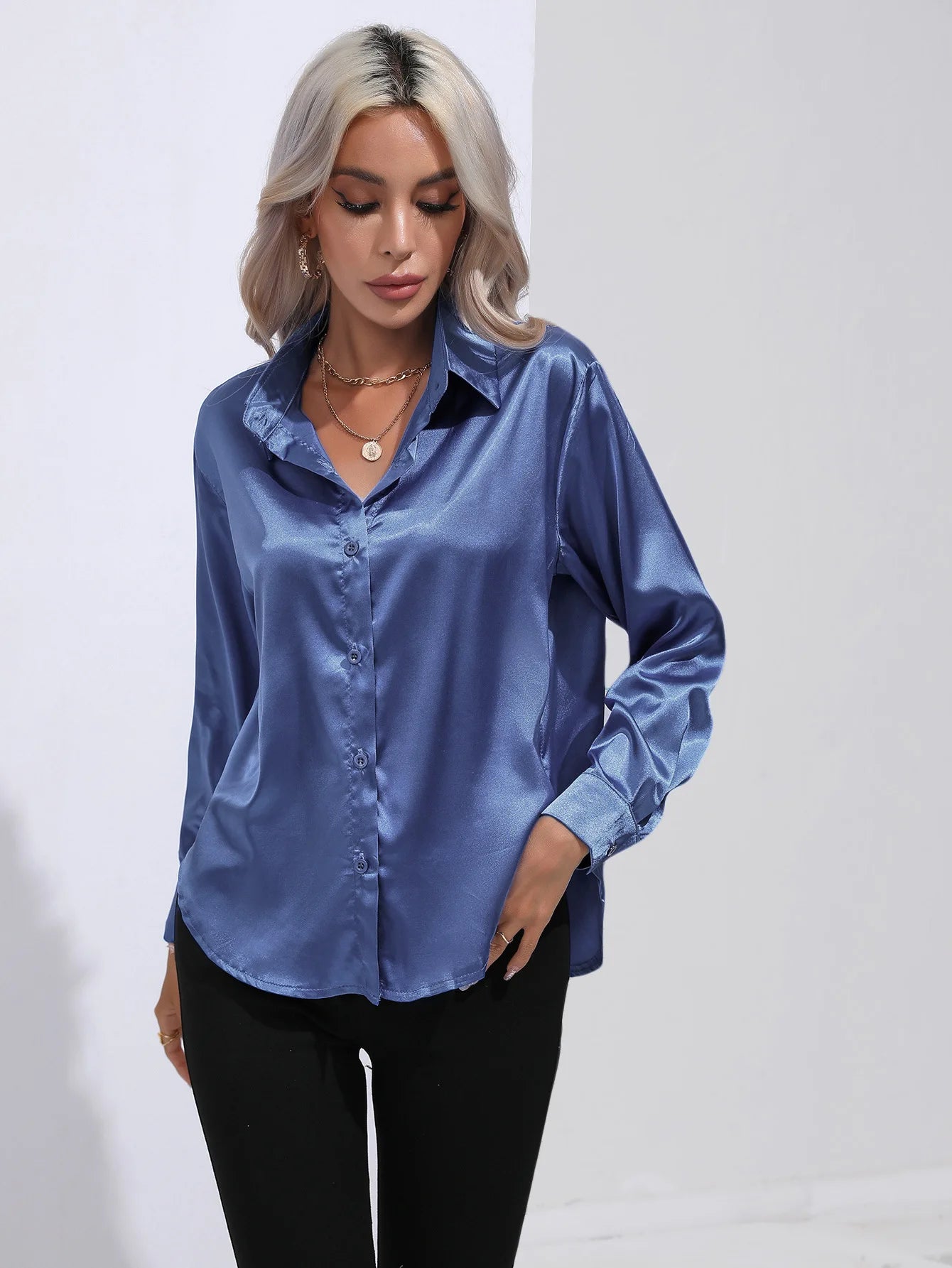 Satin Silk Long Sleeve Blouse